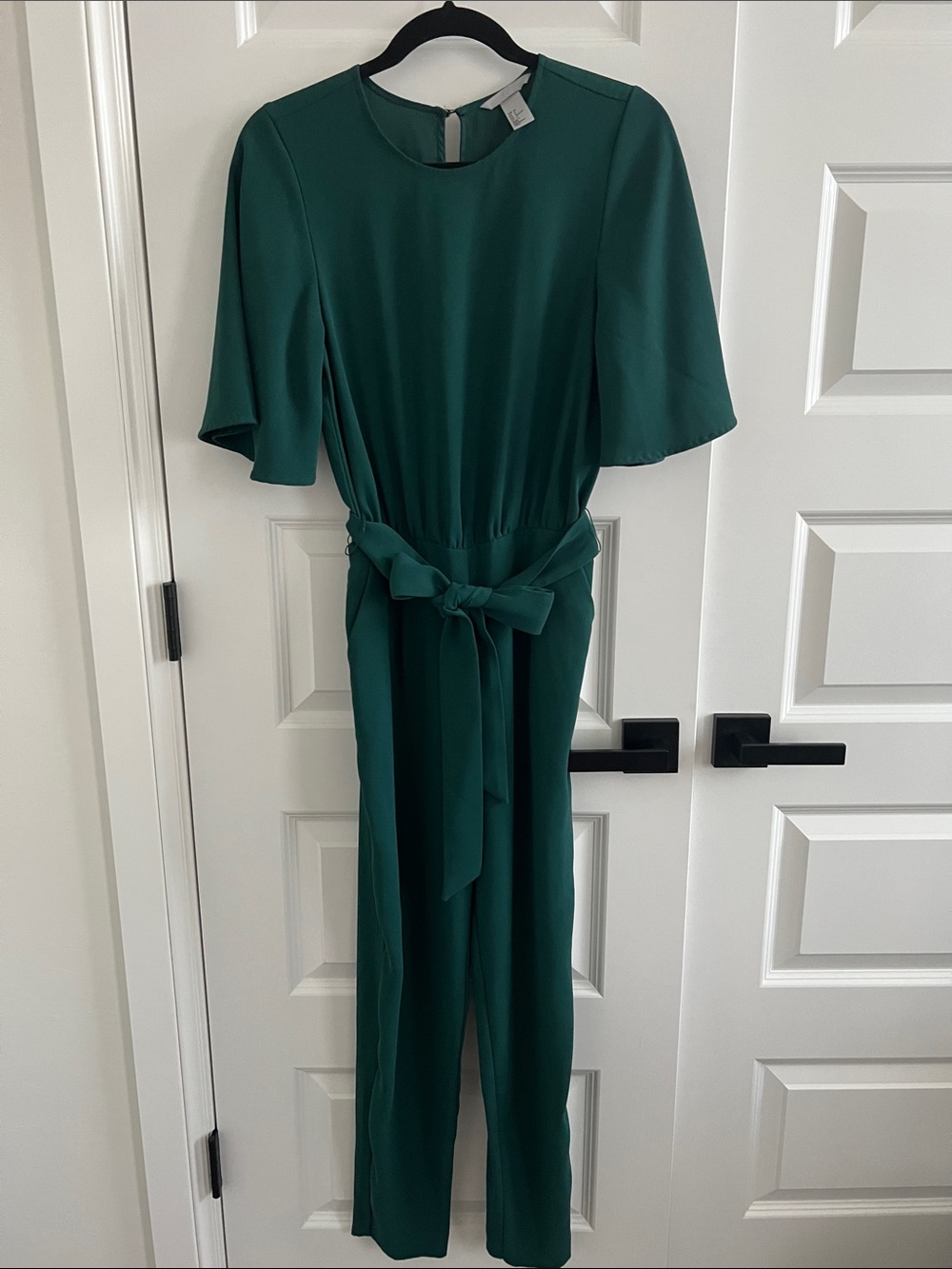 H&M Deep Green Tie-Waist Jumpsuit